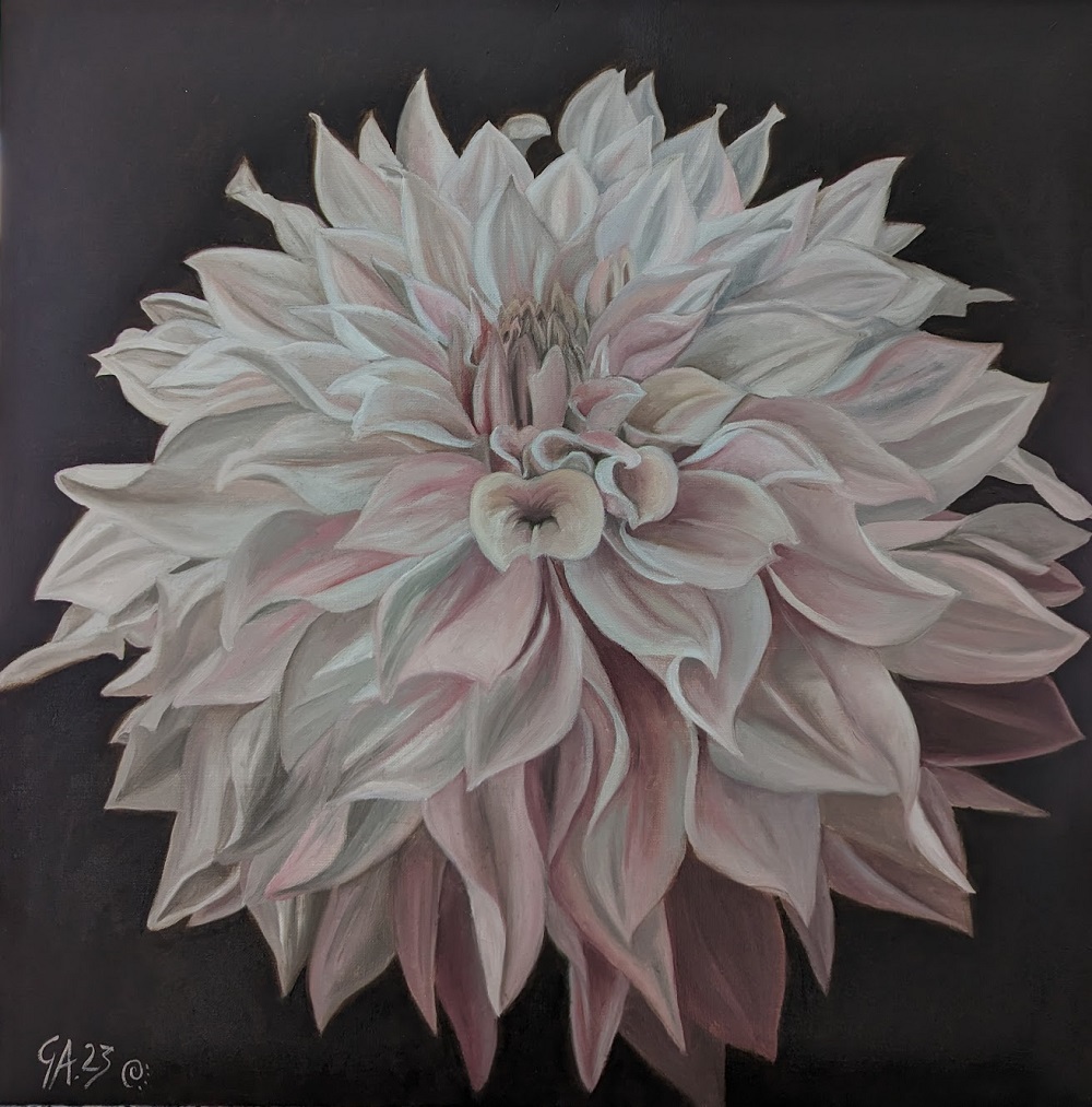 Dahlie_Cafe_au_lait_2023_70x70_Oel_auf_Leinwand2